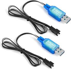 YUNIQUE GREEN-CLEAN 2pcs USB polnilec kabel SM-2P 250mAh Izhodni RC Avto za 6V Ni-Mh baterije Barva Svetlo modra