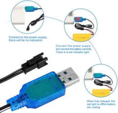 YUNIQUE GREEN-CLEAN 2pcs USB polnilec kabel SM-2P 250mAh Izhodni RC Avto za 6V Ni-Mh baterije Barva Svetlo modra