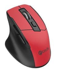 C-Tech Ergo miška WLM-05, brezžična, 1600DPI, 6 gumbov, USB nano sprejemnik, rdeča