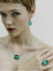 Preciosa Jekleni obročasti uhani z ročno stiskanimi kamni iz češkega kristala Preciosa 2v1 Ocean Emerald 7445