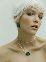 Preciosa Jekleni obročasti uhani z ročno stiskanimi kamni iz češkega kristala Preciosa 2v1 Ocean Emerald 7445