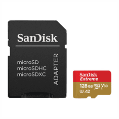 SanDisk Extreme microSDXC 128 GB + SD adapter 190 MB/s in 90 MB/s A2 C10 V30 UHS-I U3