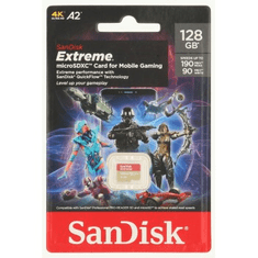 SanDisk Extreme microSDXC kartica za mobilne igre 128GB 190MB/s in 90MB/s, A2 C10 V30 UHS-I U3