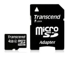 Transcend Pomnilniška kartica 4 GB microSDHC (razred 4) (z adapterjem)