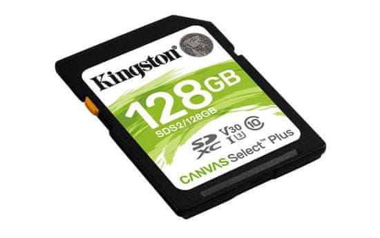 Kingston 128 GB SDHC CANVAS Plus Class10 UHS-I 100MB/s bralna pomnilniška kartica