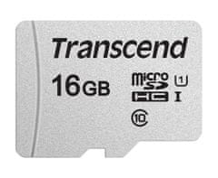 Transcend 16GB microSDHC 300S UHS-I U1 (Class 10) pomnilniška kartica (brez adapterja), 95MB/s R, 45MB/s W