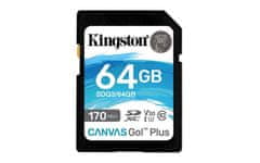 Kingston 64 GB SDXC Canvas Go! Plus 170R/90W CL10 U3 V30