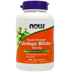 NOW Foods Ginkgo Biloba Double Strength, 120 mg, 200 zeliščnih kapsul