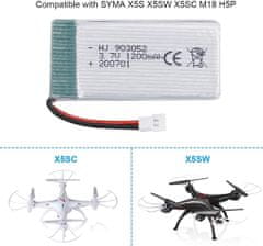 YUNIQUE GREEN-CLEAN 4pcs Polnilna lipo baterija (3.7v, 1200mAh Lipo) za RC dronov Syma X5SC X5SW Quadcopters