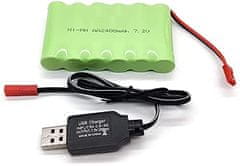 YUNIQUE GREEN-CLEAN 1 kos 7.2V 2400mAh Ni-MH AA JST Polnilni baterijski paket in USB polnilni kabel za vozila RC Truck Cars