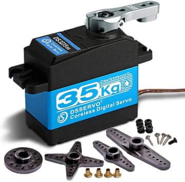 YUNIQUE GREEN-CLEAN 35KG Digital Coreless Servo Motor Inox Gear 7.4V High Torque Waterproof DS3235 with 25T Servo Arm for RC Car Robot (180°)