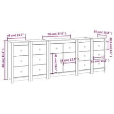 Vidaxl Komoda bela 230x35x80 cm trdna borovina