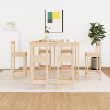 Vidaxl Barska garnitura 7-delna trdna borovina