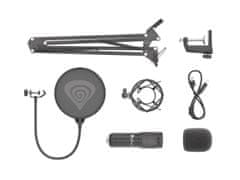 Genesis Radium 400 mikrofon za pretakanje, USB, kardioidna polarizacija, prilagodljiva roka, pop-filter