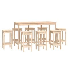 Vidaxl Barska garnitura 9-delna trdna borovina