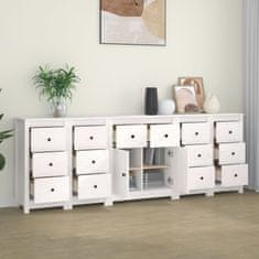 Vidaxl Komoda bela 230x35x80 cm trdna borovina