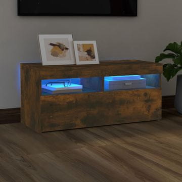 Vidaxl vidaXL TV omarica z LED osvetlitvijo dimljen hrast 90x35x40 cm
