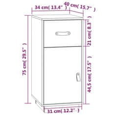 Vidaxl Komoda medeno rjava 34x40x75 cm trdna borovina