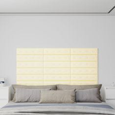 shumee vidaXL Stenski paneli 12 kosov krem 60x15 cm umetno usnje 1,08 m²