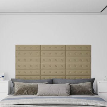 shumee vidaXL Stenski paneli 12 kosov kapučino 60x15 cm umetno usnje 1,08 m²