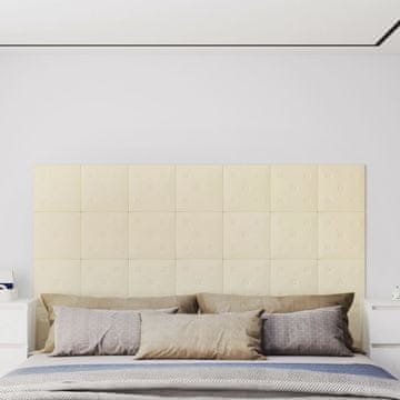 shumee vidaXL Stenski paneli 12 kosov krem 30x30 cm umetno usnje 1,08 m²