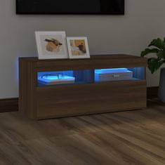 Vidaxl TV omarica z LED lučkami rjavi hrast 90x35x40 cm