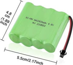 YUNIQUE GREEN-CLEAN 1 Kos Polnilna baterija 4.8V Ni-Mh 2400 mAh za daljinski upravljalnik avtomobila + USB polnilni kabel