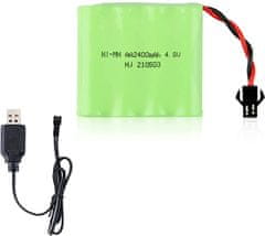YUNIQUE GREEN-CLEAN 1 Kos Polnilna baterija 4.8V Ni-Mh 2400 mAh za daljinski upravljalnik avtomobila + USB polnilni kabel