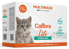 Calibra hrana za mačke, z lososom in raco v omaki, Sterilised, 12 x 85 g