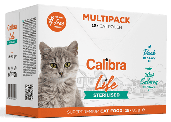 Calibra hrana za mačke, z lososom in raco v omaki, Sterilised, 12 x 85 g