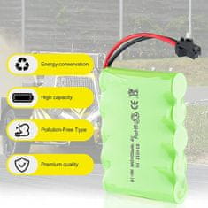 YUNIQUE GREEN-CLEAN 1 kos polnilna baterija 6V Ni-Mh 2400 mAh za avto daljinski upravljalnik + USB polnilni kabel