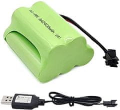 YUNIQUE GREEN-CLEAN 1 Kos 6V AA baterija, polnilni Ni-MH baterijski paket, 2400mAh baterije visoke kapacitete, SM 2P RC Boat RC Bus Plug SM 2P Priključek + USB kabel