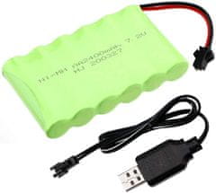 YUNIQUE GREEN-CLEAN 1 Kos 7.2V 2400mAh Ni-MH AA Akumulatorski baterijski paket s SM-2P 2Pin vtičem in USB polnilnim kablom za vozila RC Truck Cars