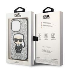 Karl Lagerfeld Ovitek za Apple iPhone 14 Pro Max – Silver Glitter Flakes Ikonik