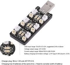 YUNIQUE GREEN-CLEAN  1 Kos 1S LiPo polnilec za baterije USB 3.8V/ 4.35V 6 Polnilec kanalov LiSV 1S Majhen droben whoop rezilo Inductrix Micro JST 1.25 JST-PH 2.0 mCX mCPX Konektorji
