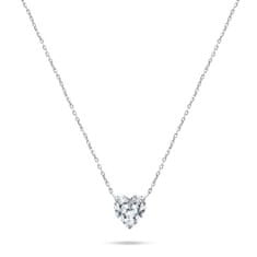 Brilio Silver Bleščeča srebrna ogrlica s srcem NCL53W