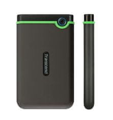 Transcend 2TB StoreJet 25M3S SLIM, 2,5", USB 3.0 (3.1 Gen 1), zunanji disk proti udarcem, tanek profil, sivo-zelen