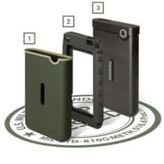 Transcend 1TB StoreJet 25M3G SLIM, USB 3.0, 2,5" zunanji disk proti udarcem, tanek profil, vojaško zelena