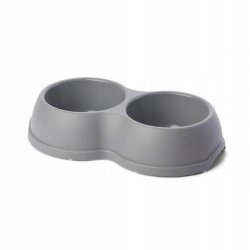 shumee Dvojna posoda za pse, siva plastika, 1,2 l