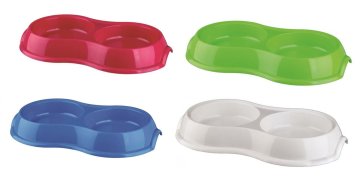 shumee Dvojna plastična posoda za pse 2 x 0,2 l