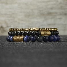 Rebel & Rose Polnočno modra zlata zapestnica s perlami RR-80094-G (Dimenzije 19 cm - L)