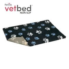 VetBed proti zdrsu / Drybed grafitno modre in bele šape DELUXE 75 x 50 cm, dlaka 30 mm