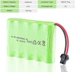 YUNIQUE GREEN-CLEAN 1 kos polnilna baterija 6V Ni-Mh 2400 mAh za avto daljinski upravljalnik + USB polnilni kabel
