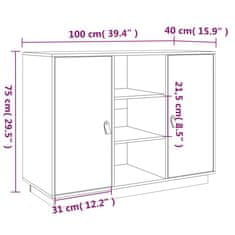 Vidaxl Komoda medeno rjava 100x40x75 cm trdna borovina