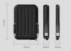 Silicon Power Zunanji trdi disk Silicon Power A66, 2000 GB, črn-modra, USB 3.2, vodoodporen, podporo za Windows in Mac, Plug and Play, 5000 Mbit/s, lahka in kompaktna zasnova.