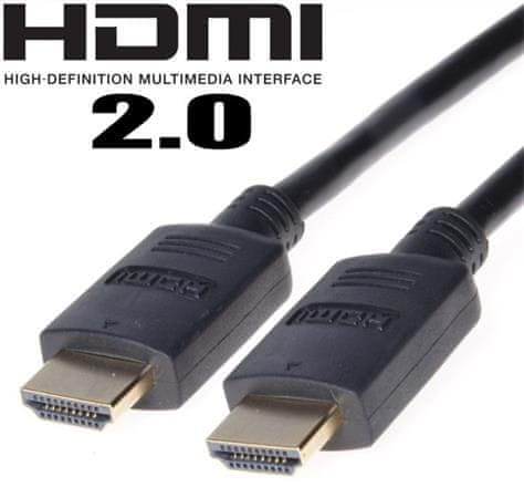 HDMI 2.0 High Speed + Ethernet kabel, pozlačeni konektorji, 1,5 m