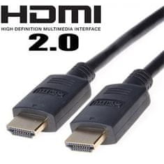 PremiumCord HDMI 2.0 High Speed + Ethernet kabel, pozlačeni konektorji, 5 m