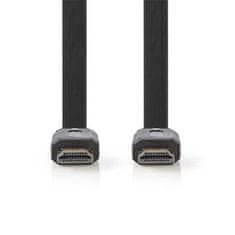 Nedis Hitri kabel HDMI z ethernetom/ 4K@30Hz/ pozlačeni priključki HDMI-HDMI/ ploščati/ črni/ škatla/ 2 m