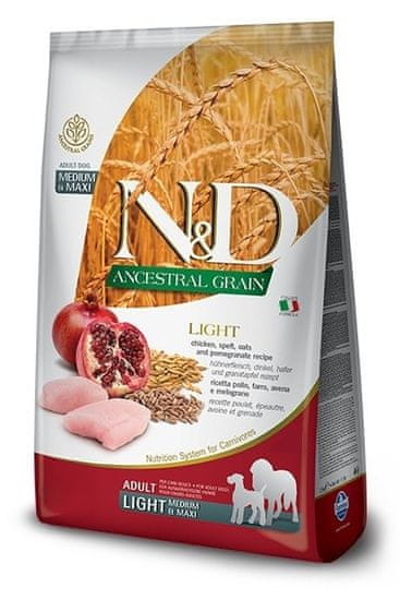 Farmina ancestral grain dog light - piščanec, pira, oves in granatno jabolko adult medium maxi 12kg