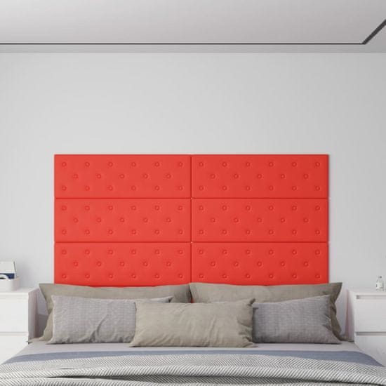 shumee vidaXL Stenski paneli 12 kosov rdeči 90x30 cm umetno usnje 3,24 m²